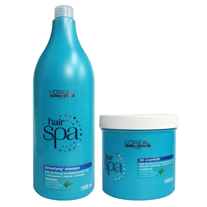 【特惠組合】【洗髮精】萊雅 LOREAL 清新Hair SPA茶樹清新洗髮精1500ml+【深層護髮】萊雅 LOREAL 清新Hair SPA茶樹清新髮霜1000ml